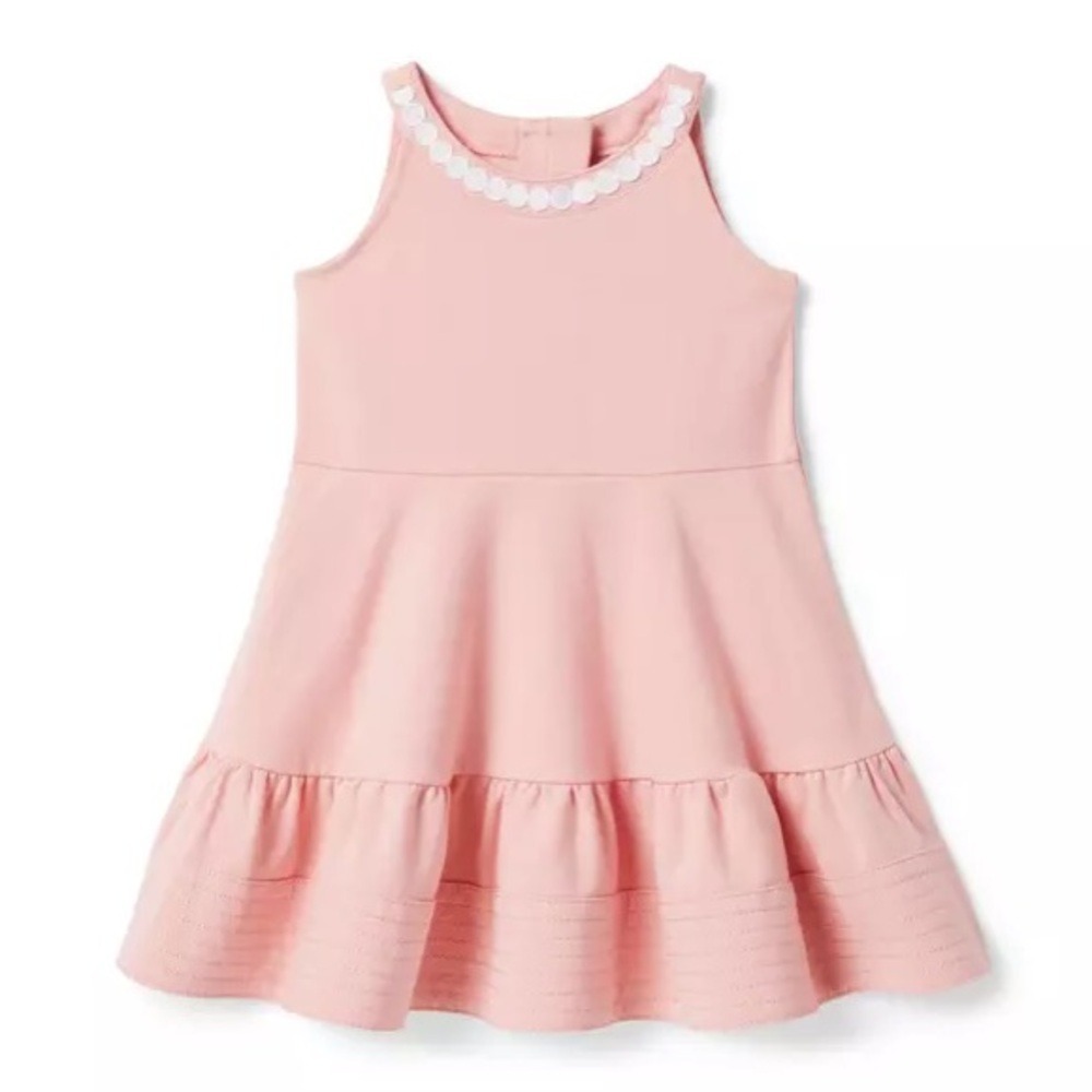 Janie and Jack Girls Dress Size 4 Oval Trim‎ Ponte Dress Quartz Pink Stretch
